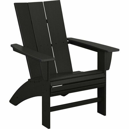 POLYWOOD AD620BL Black Modern Curveback Adirondack Chair 633AD620BL